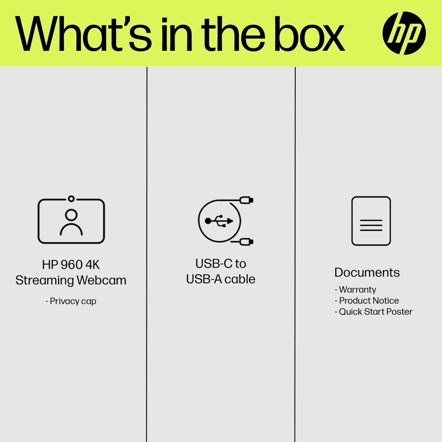 HP 695J6AA#ABB 960 4K Streaming Webcam – USB, HDR, Dual Microphone, Silver