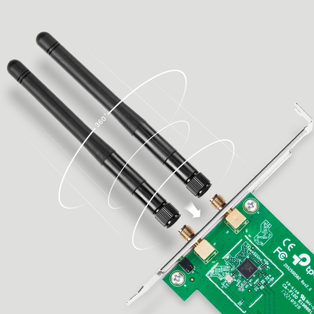 TP-Link TL-WN881ND PCIe WiFi Adapter – 300Mbps 2.4GHz 2dBi Antenna for PC