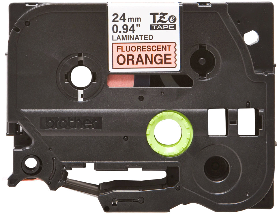 Brother TZEB51 Laminated Label Tape – 24mm x 5m Black on Fluorescent Orange