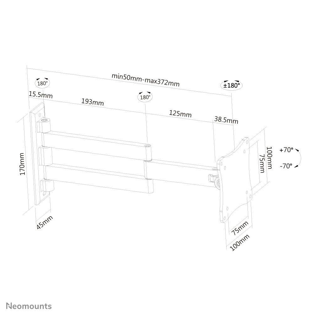 Neomounts FPMA-W830BLACK Monitor/TV Wall Mount – Full Motion 10-27" 12kg VESA
