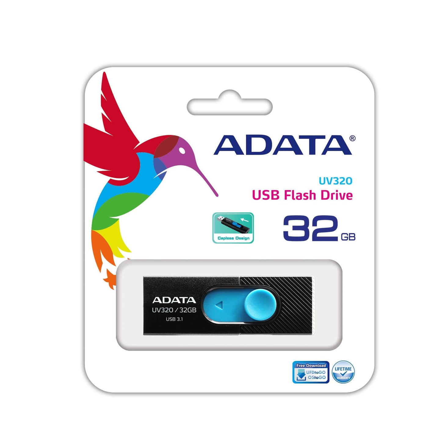 ADATA AUV320-32G-RBKBL USB Flash Drive 32GB USB 3.2 Gen 1 Black/Blue