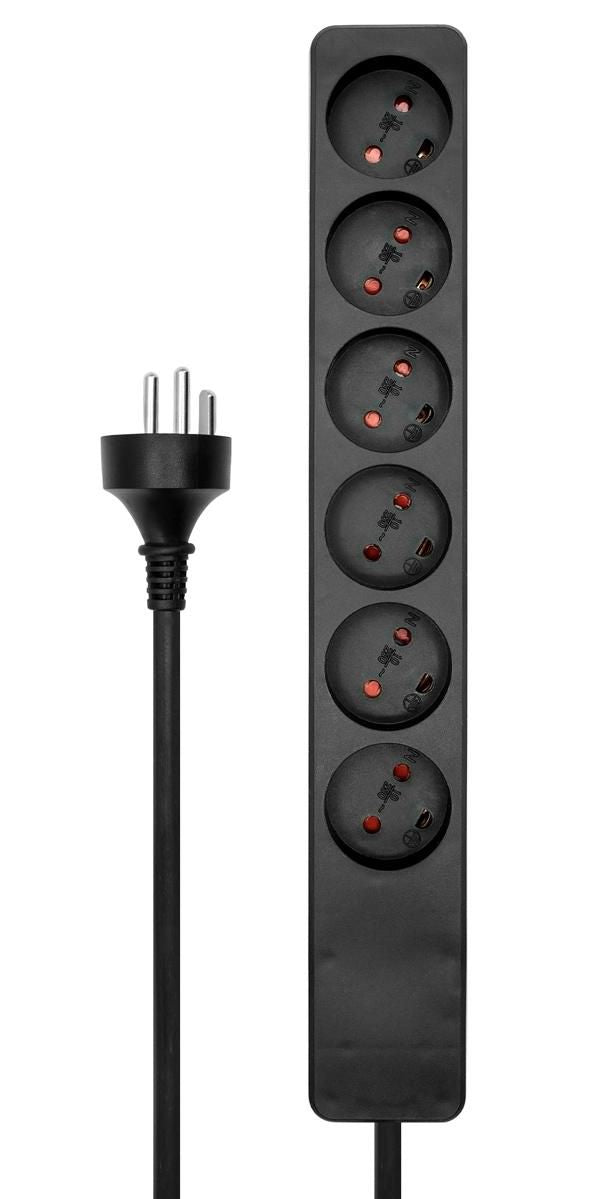 MicroConnect MC-GRU0607DKB Power Strip 7m 6 AC Outlets Type K Black