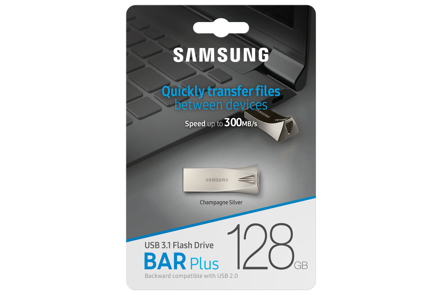 Samsung MUF-128BE3/EU 128GB USB 3.2 Gen 1 Flash Drive – Silver, Metal, Capless