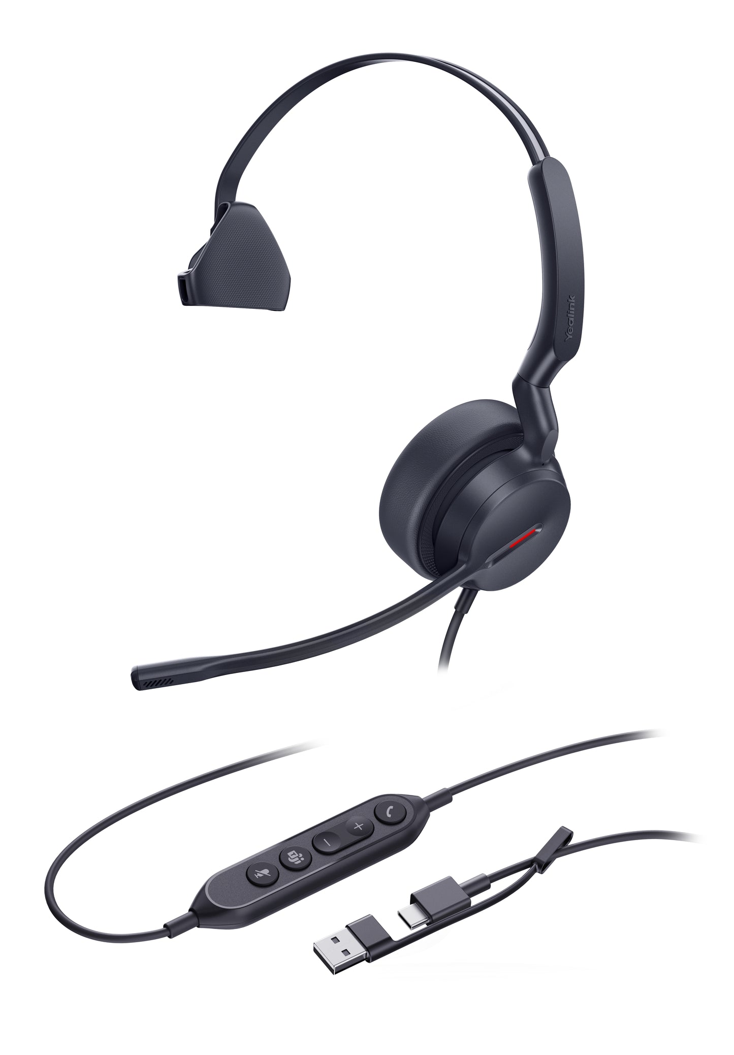 Yealink 1308188 Mono Teams USB-C/A Headset – Wired, Noise Cancelling, Black