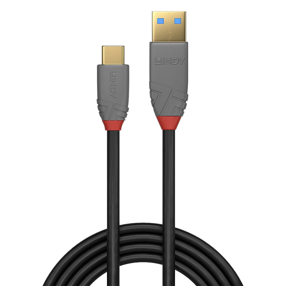 Lindy 36912 USB 3.2 Type A to C Cable 1.5m – 10Gbps 5A PD Anthra Line