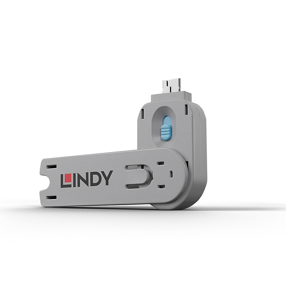Lindy 40622 USB Type A Port Blocker Key – Blue, ABS, Secure USB Port Lock