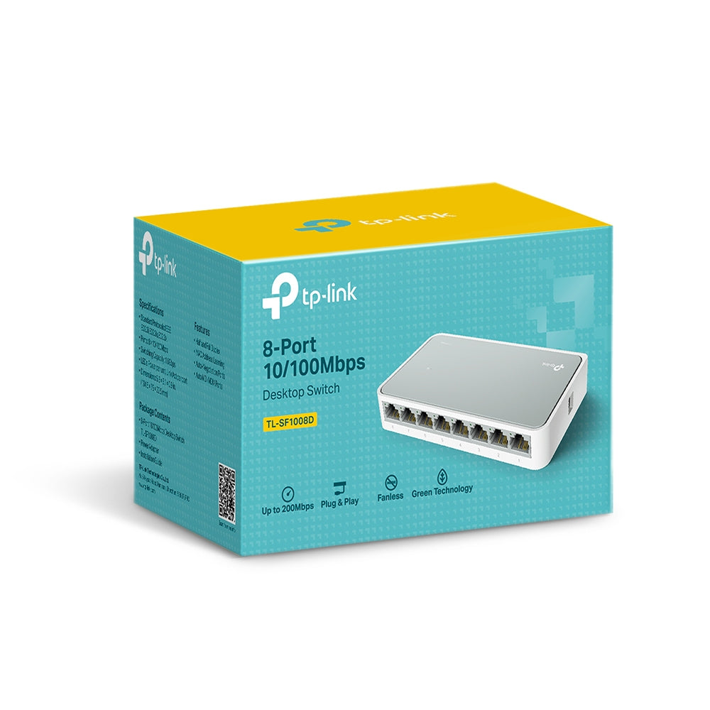 TP-Link TL-SF1008D 8-Port Unmanaged Fast Ethernet Network Switch – White