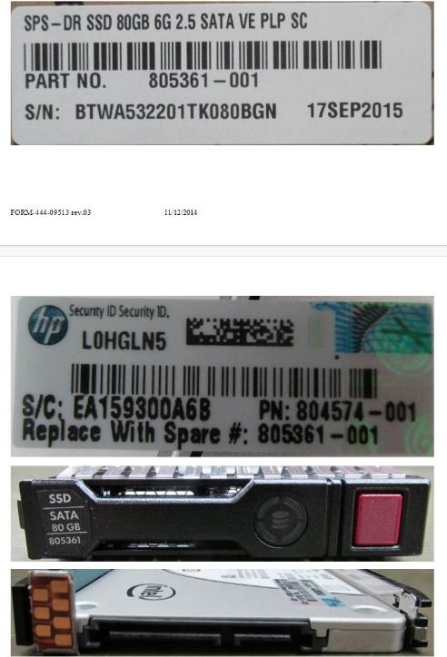 Hewlett Packard Enterprise 805361-001 2.5" SSD – 80GB SATA III 6 Gbit/s