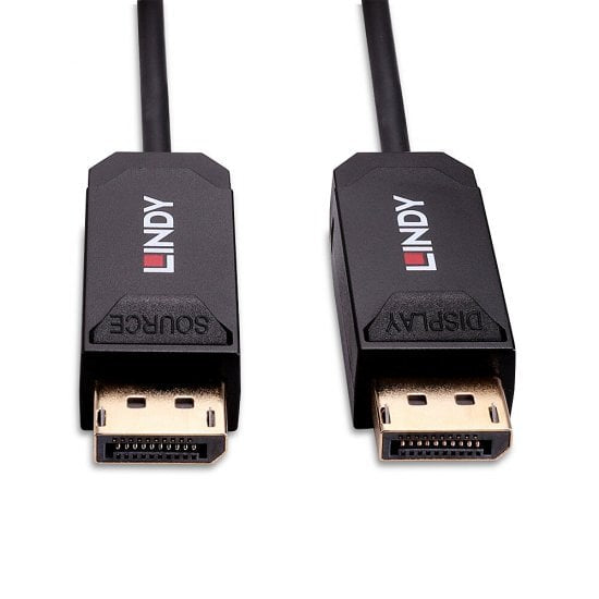 Lindy 38521 DisplayPort 2.0 Fibre Optic Hybrid Cable – 10m, 8K 60Hz, CE Certified