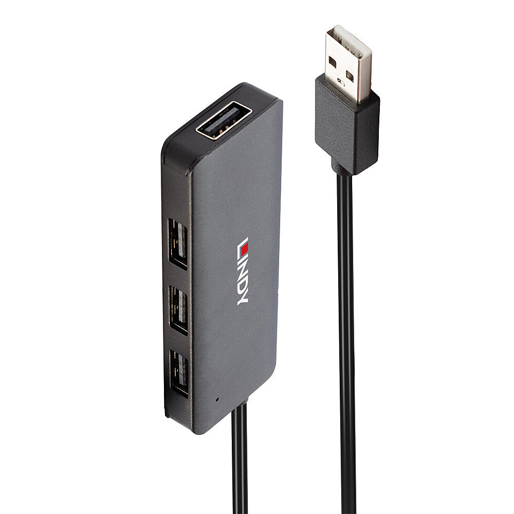 Lindy 42986 4 Port USB 2.0 Hub – High-Speed 480Mbps, CE Certified, Black