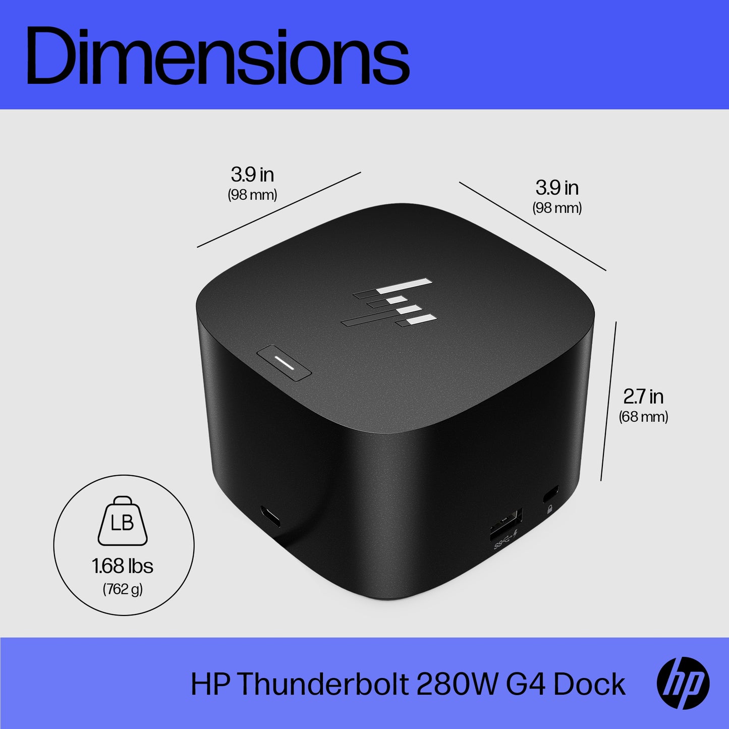 HP 4J0G4ET#ABB Thunderbolt Dock 280W G4 Wired Thunderbolt 4 Black