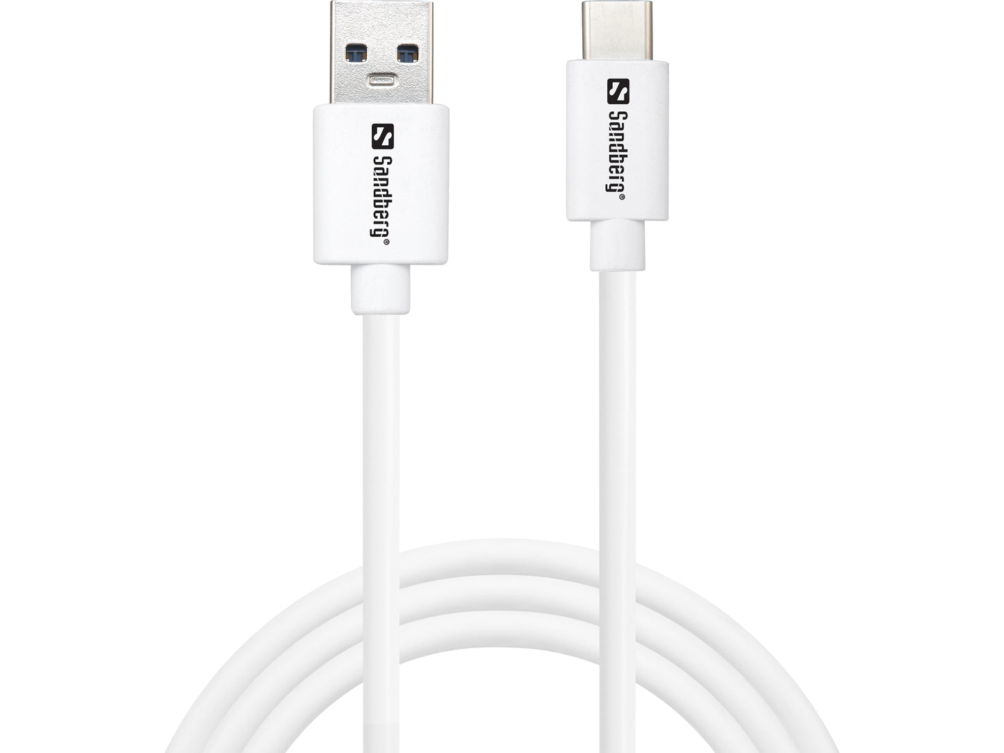 Sandberg 136-15 USB-C 3.1 to USB-A 3.0 Cable 1m – High-Speed White Data Lead
