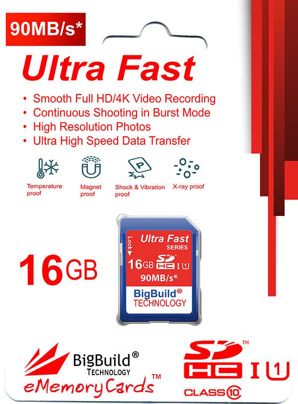 BigBuild Technology 16GB Ulta Fast 90MB/s SDHC Memory Card
