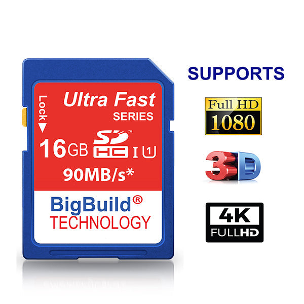 BigBuild Technology 16GB Ulta Fast 90MB/s SDHC Memory Card