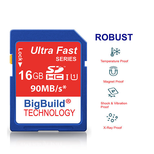 BigBuild Technology 16GB Ulta Fast 90MB/s SDHC Memory Card