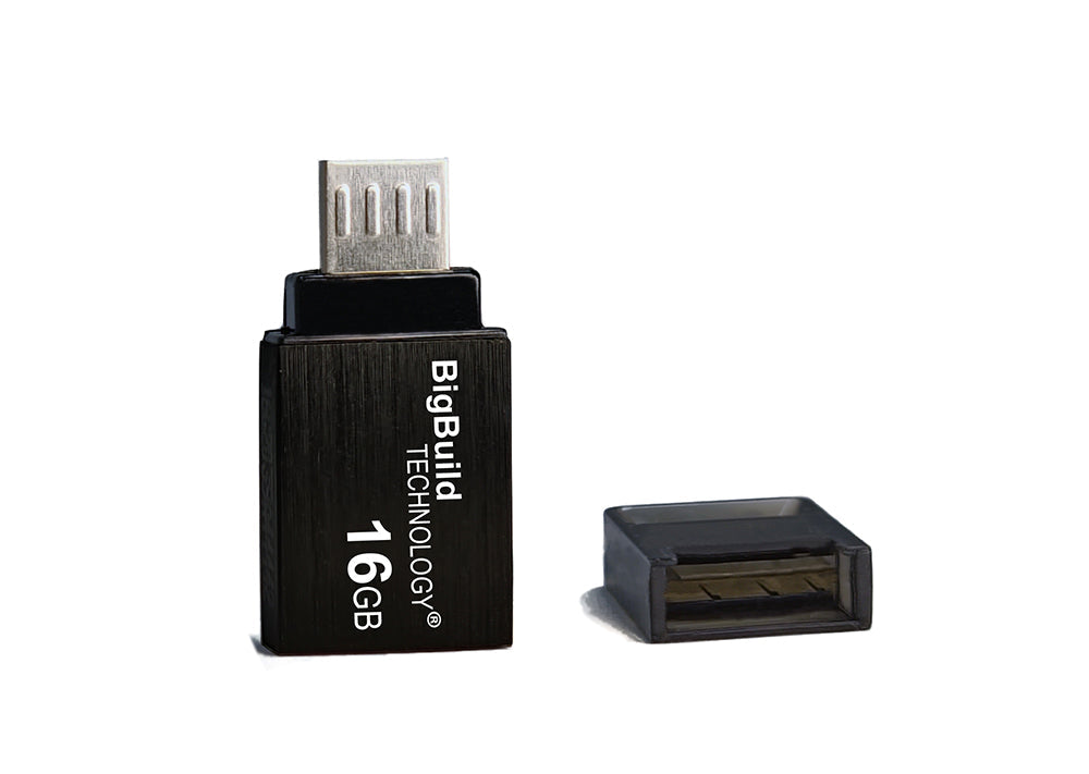 BigBuild Technology 16GB Black Dual Drive Micro B OTG USB Memory Stick, USB Drive