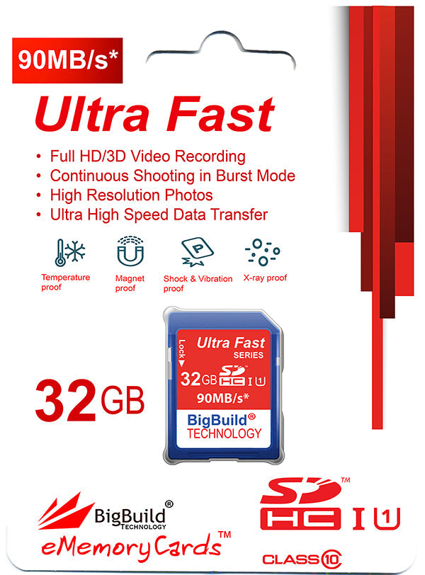 BigBuild Technology 32GB Ulta Fast 90MB/s SDHC Memory Card