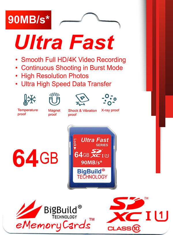 BigBuild Technology 64GB Ulta Fast 90MB/s SDXC Memory Card