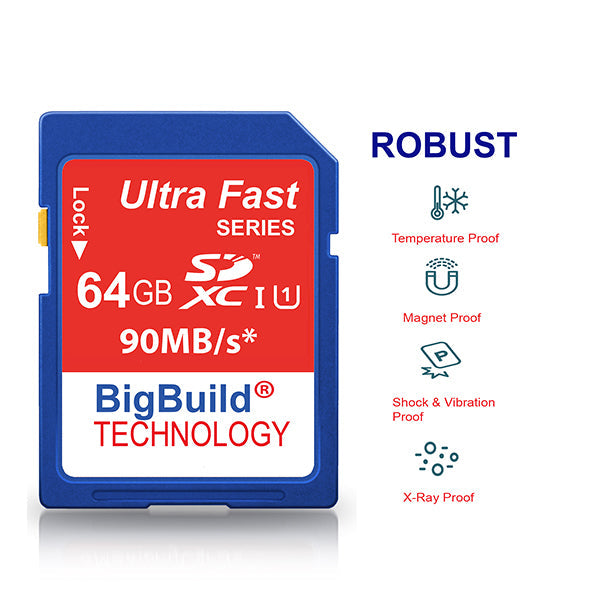 BigBuild Technology 64GB Ulta Fast 90MB/s SDXC Memory Card