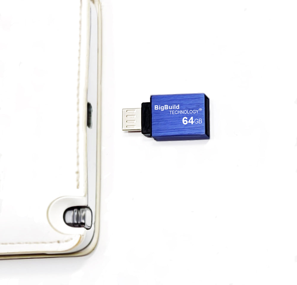BigBuild Technology 64GB Blue Dual Drive Micro B OTG USB Memory Stick, USB Drive