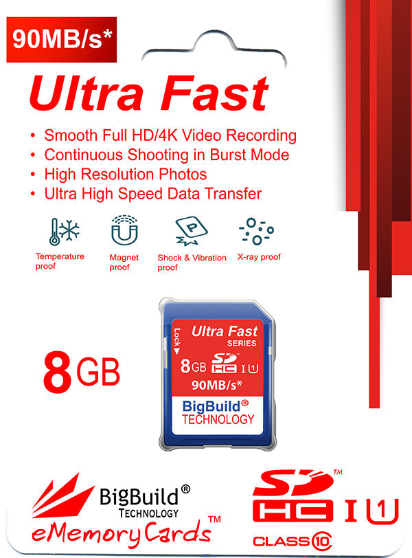 BigBuild Technology 8GB Ulta Fast 90MB/s SDHC Memory Card