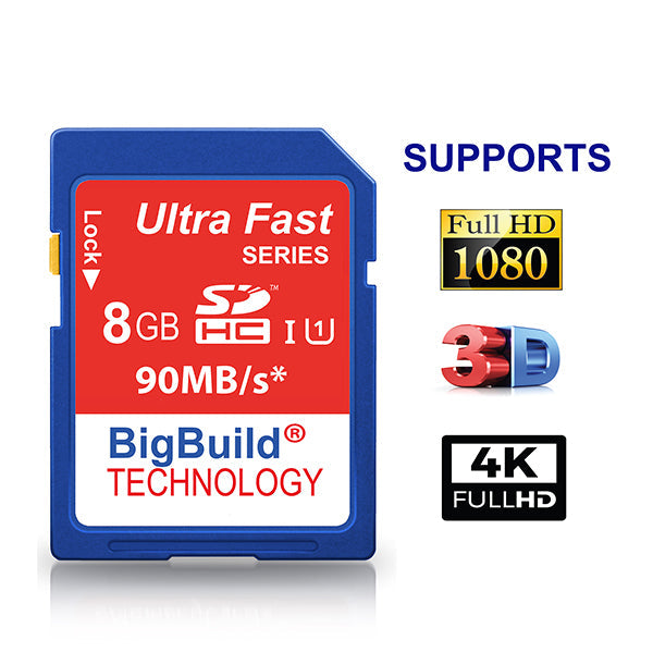 BigBuild Technology 8GB Ulta Fast 90MB/s SDHC Memory Card