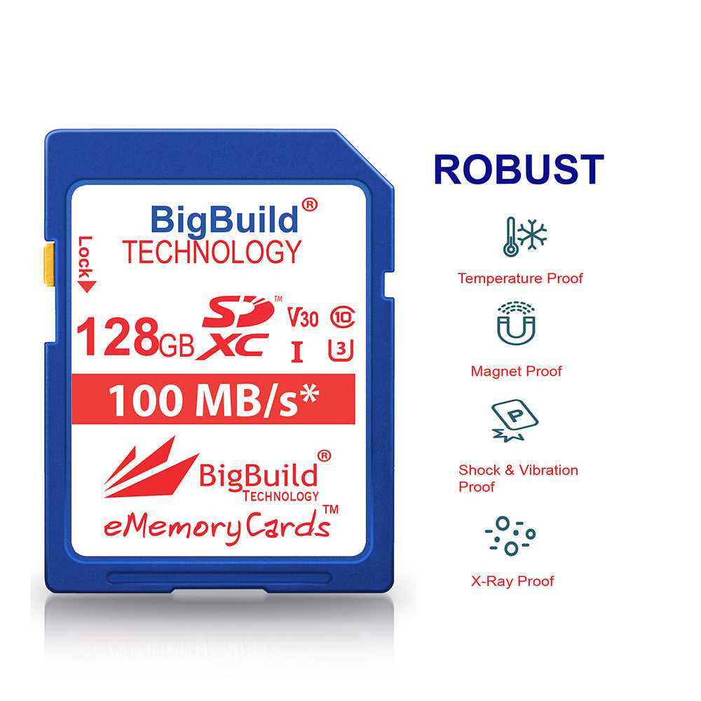 BigBuild Technology 128GB Ulta Fast 100MB/s U3 SDXC Memory Card