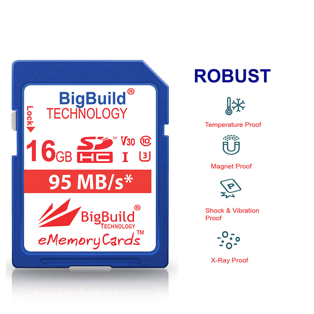 BigBuild Technology 16GB Ulta Fast 95MB/s U3 SDHC Memory Card