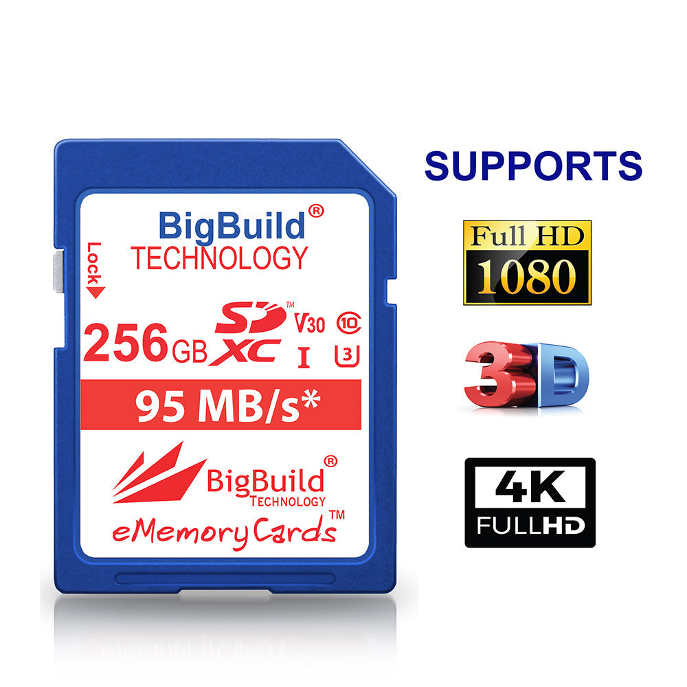 BigBuild Technology 256GB Ulta Fast 95MB/s U3 SDXC Memory Card