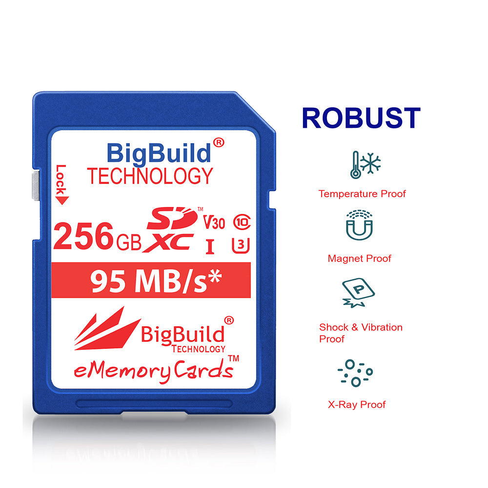 BigBuild Technology 256GB Ulta Fast 95MB/s U3 SDXC Memory Card