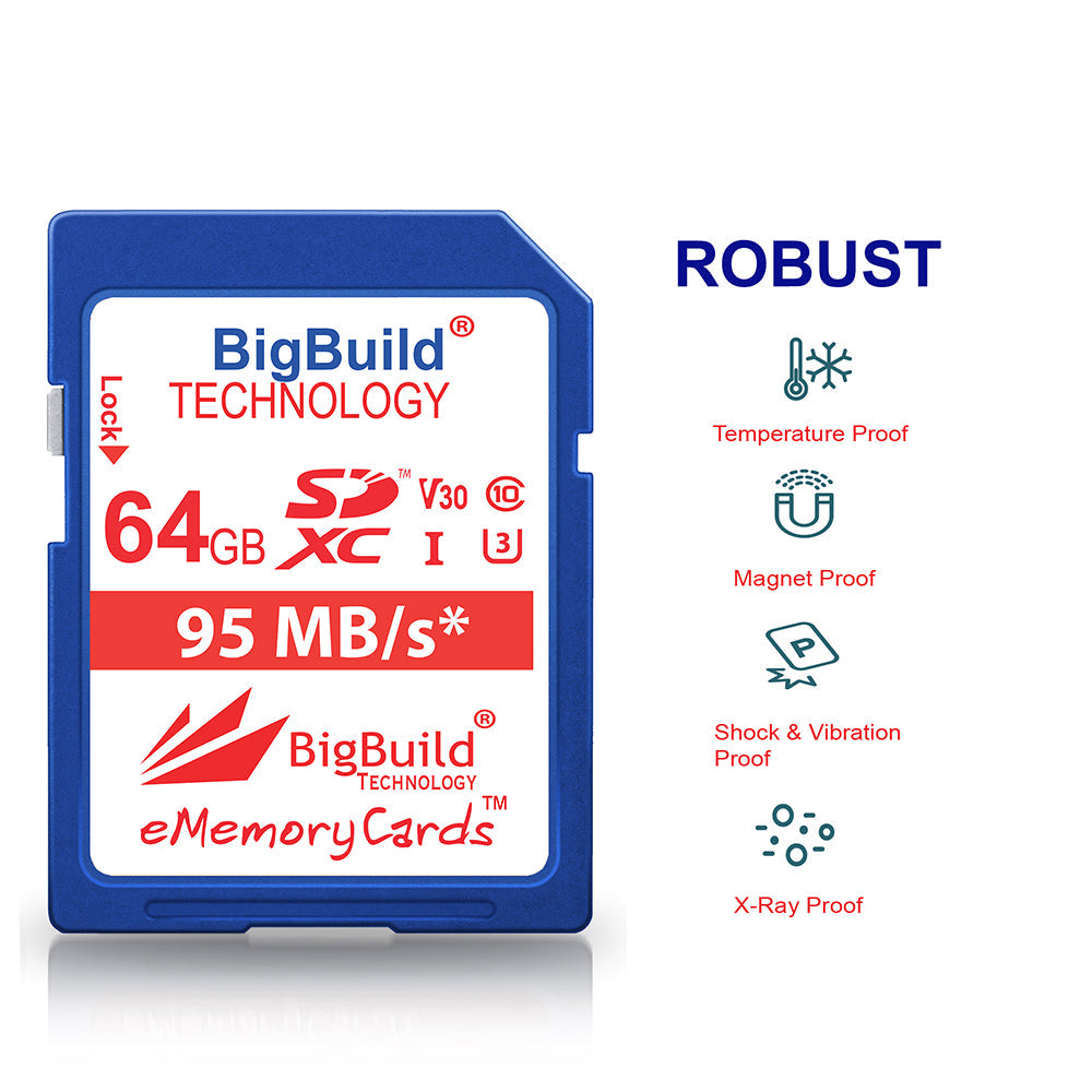 BigBuild Technology 64GB Ulta Fast 95MB/s U3 SDXC Memory Card