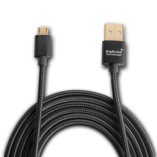 BigBuild Technology BLACK 2-Metre/6 Feet 5 inch Gold Plated USB Cable