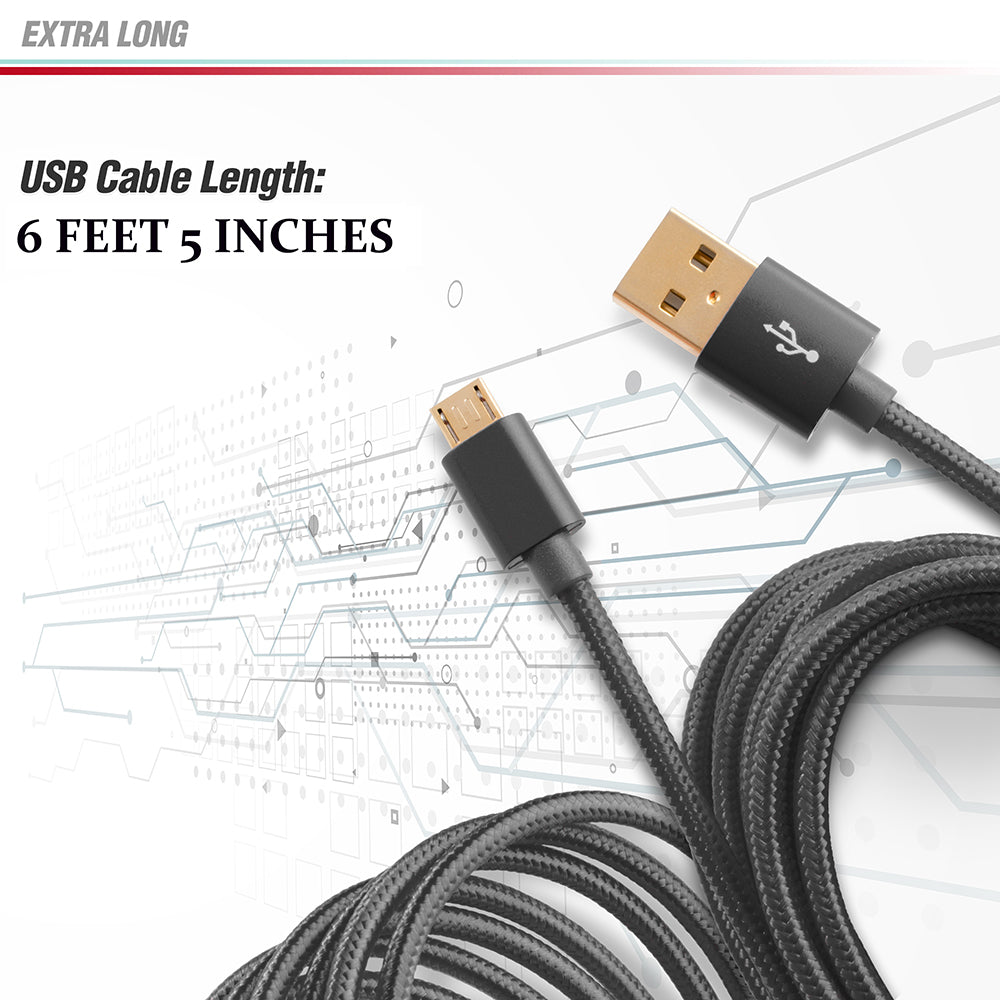 BigBuild Technology BLACK 2-Metre/6 Feet 5 inch Gold Plated USB Cable