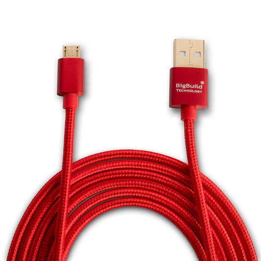 BigBuild Technology RED 2-Metre/6 Feet 5 inch Gold Plated USB Cable
