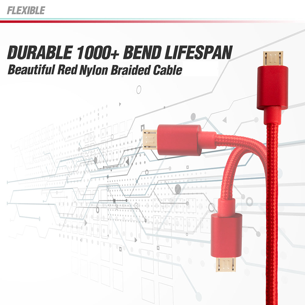 BigBuild Technology RED 2-Metre/6 Feet 5 inch Gold Plated USB Cable