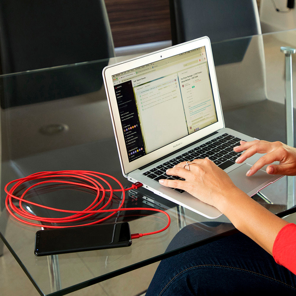 BigBuild Technology RED 2-Metre/6 Feet 5 inch Gold Plated USB Cable