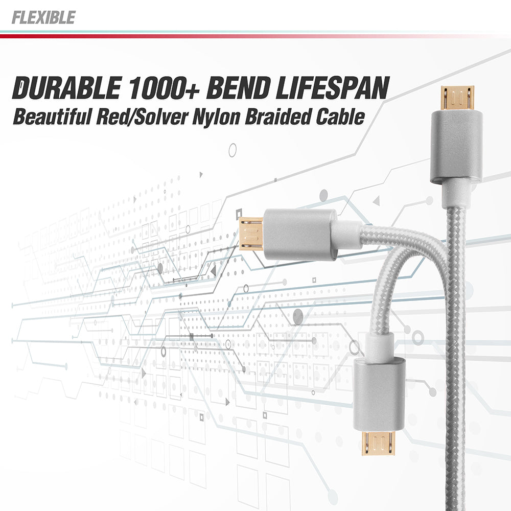 BigBuild Technology SILVER 2-Metre/6 Feet 5 inch Gold Plated USB Cable
