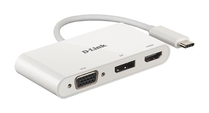D-Link DUB-V310 3-in-1 USB-C Adapter – HDMI, VGA & DisplayPort, 4K Output