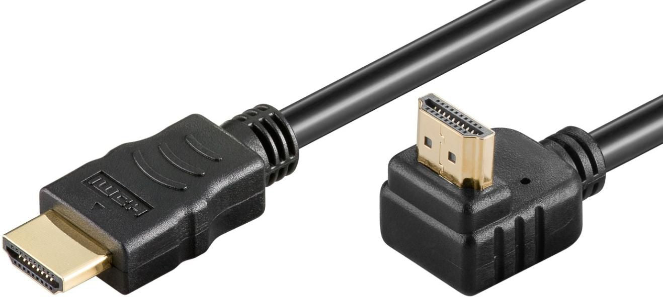 MicroConnect HDM19192V2.0A90 HDMI 2.0 Cable 2m – 90° Angled, Gold-Plated, 4K UHD, ARC