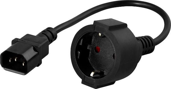 PowerWalker 91015003 IEC C14 to Type F Power Cable – 0.2m, Black