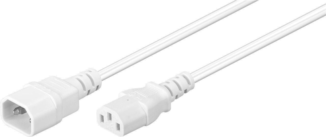 MicroConnect PE040630W White 3m Power Cable C14 to C13 Coupler 10A 250V