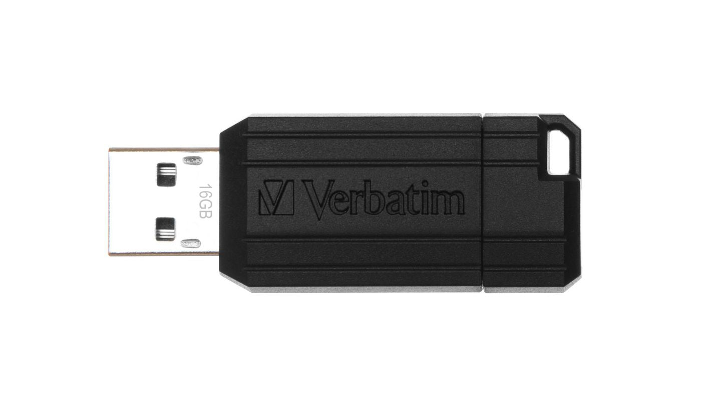 Verbatim 49063 USB Drive – PinStripe 16GB Black USB 2.0 Slide