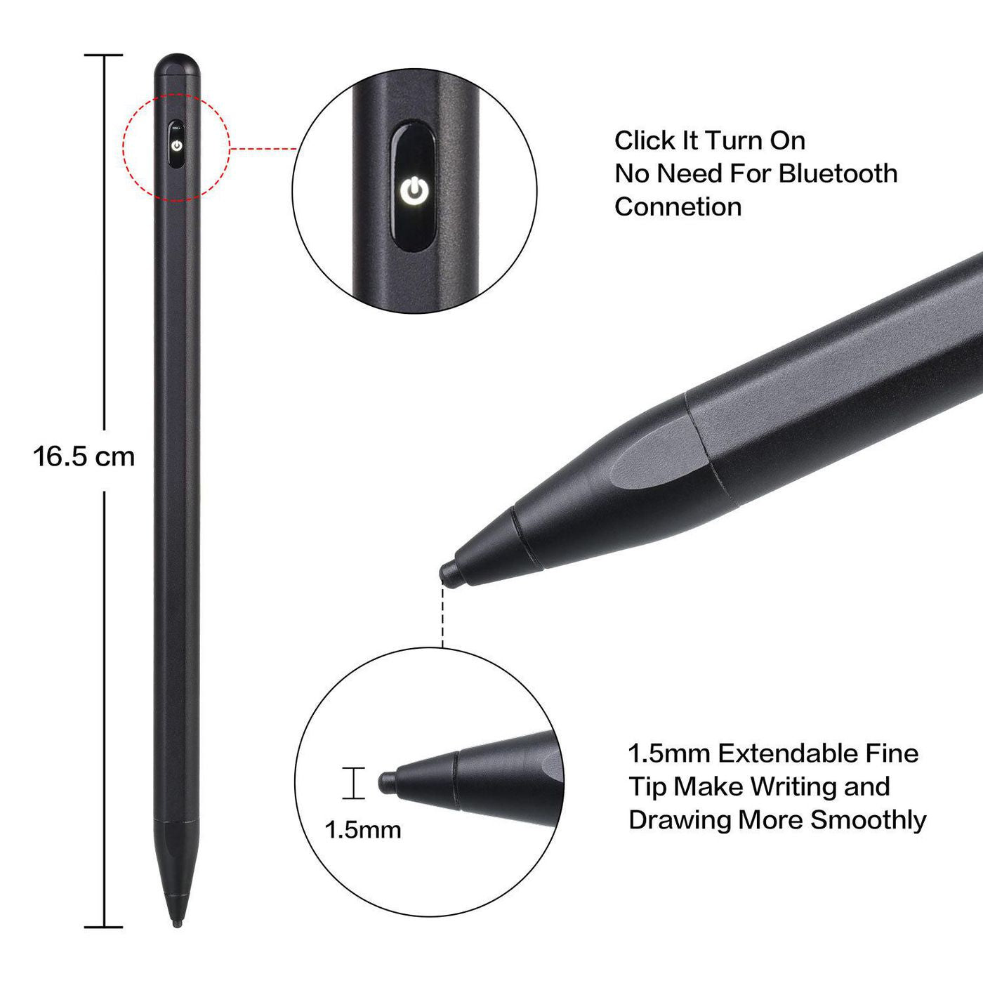CoreParts MOBX-ACC-011 Stylus Pen – Black, Rechargeable, Lightweight