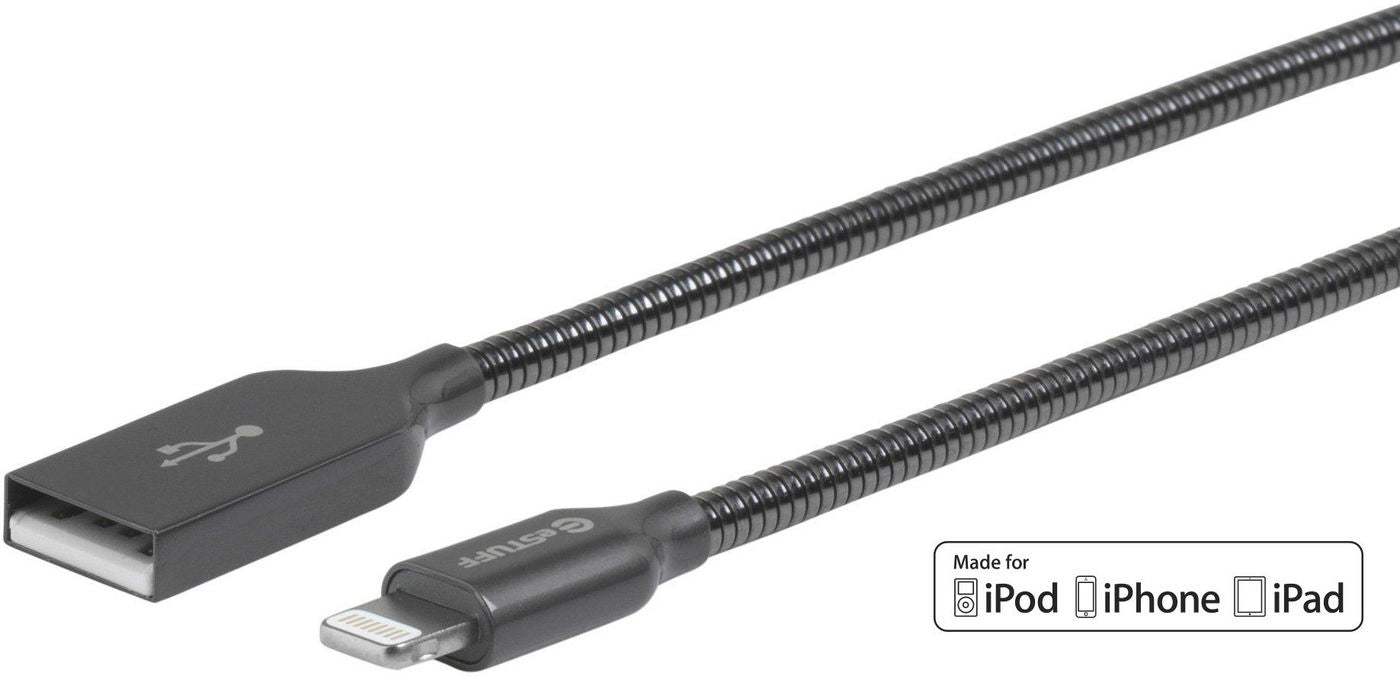 eSTUFF ES601065 Lightning Cable 0.5m – Metal Jacket, USB-A, Grey, MFI Certified