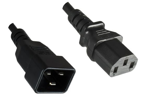 MicroConnect PE030610 Power Cable 1m Black C13 to C20 Coupler 10A 250V