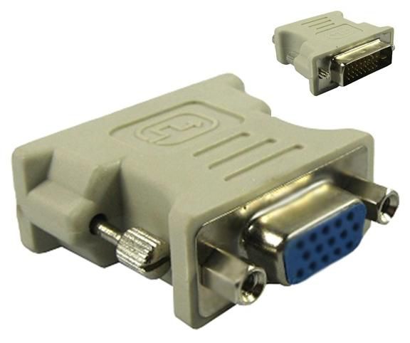 Microconnect DVI-D to VGA Adapter – Dual-Link 24+1 Pin Male to HD15 Female, Grey