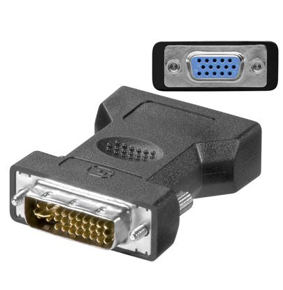 Microconnect DVI-I 24+5Pin to HD15 VGA Adapter – Black Gender Changer