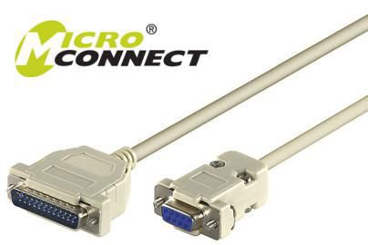 MicroConnect IBM029 Serial Cable 3m Grey DB-9 Male to DB-25 Female