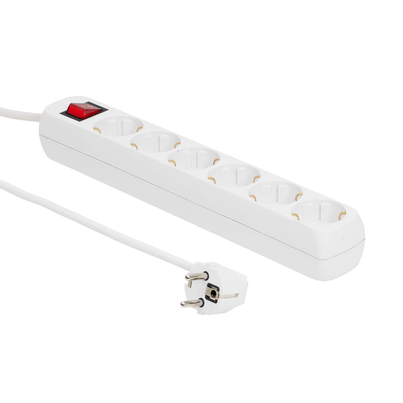 MicroConnect GRU006W Power Extension Lead 1.8m 6 Type F Outlets 16A White