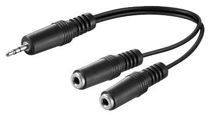 Microconnect 3.5mm Audio Y Adapter Cable – 0.2m Male to 2 x Female, Black
